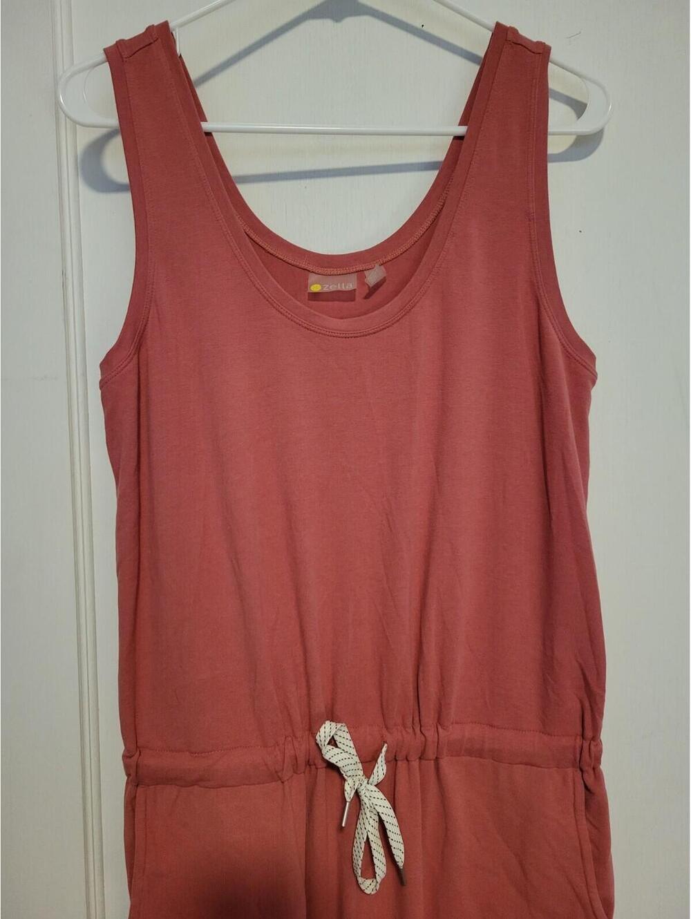 Zella Gwen Jumpsuit Pink Sleeveless Crop Knit Drawstring Athleisure Size Medium